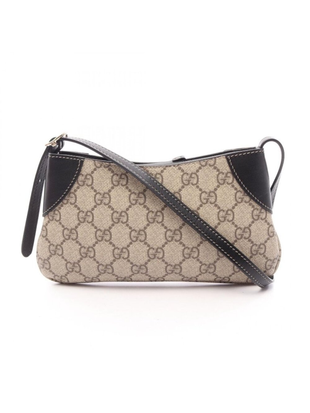 Gucci Shoulder Bag GG Emblem Small Beige Brown Black Leather Supreme